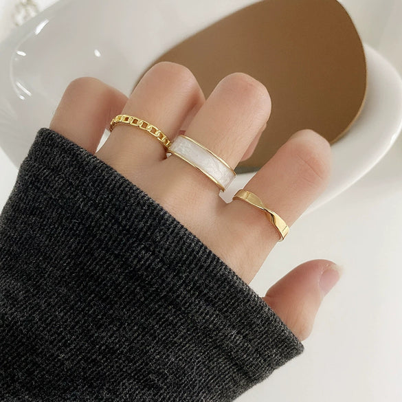 Wholesale Retro Zircon Metal Open Ring For Women Geometric Pattern Copper Electroplated