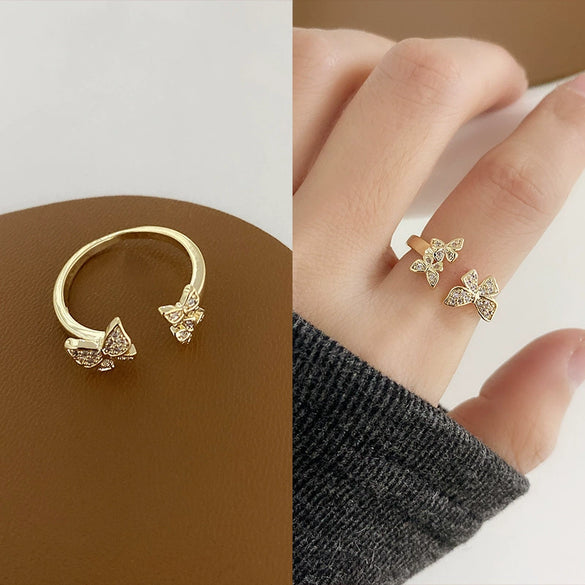 Wholesale Retro Zircon Metal Open Ring For Women Geometric Pattern Copper Electroplated