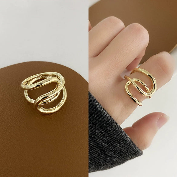 Wholesale Retro Zircon Metal Open Ring For Women Geometric Pattern Copper Electroplated