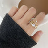 Wholesale Retro Zircon Metal Open Ring For Women Geometric Pattern Copper Electroplated