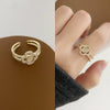 Wholesale Retro Zircon Metal Open Ring For Women Geometric Pattern Copper Electroplated