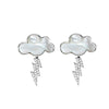 Wholesale Reversible Electroplated Shell And 925 Sterling Silver Cloud Lightning Earrings With Zircon For Women