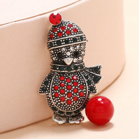 Wholesale Rhinestone Diamond Christmas Brooch With Cartoon Character Design For Women And Unisex