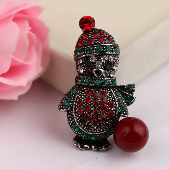 Wholesale Rhinestone Diamond Christmas Brooch With Cartoon Character Design For Women And Unisex