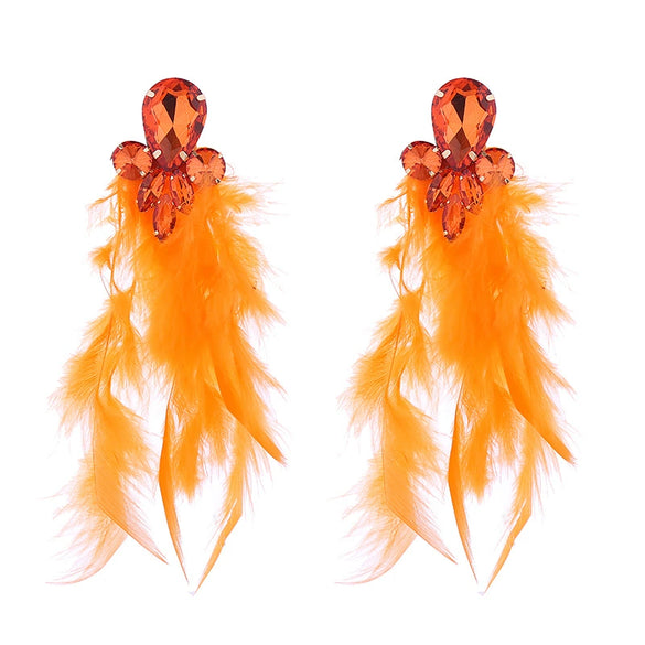 Wholesale Rhinestone Feather Earrings Geometric Style Diamond Design For Women
