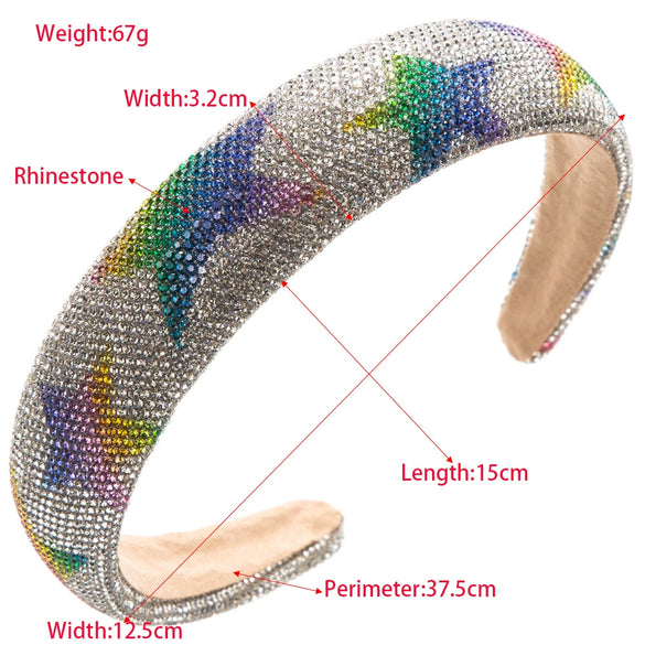 Wholesale Rhinestone Fivepointed Star Headband Fashionable Highgrade Versatile Sponge Headband For Women