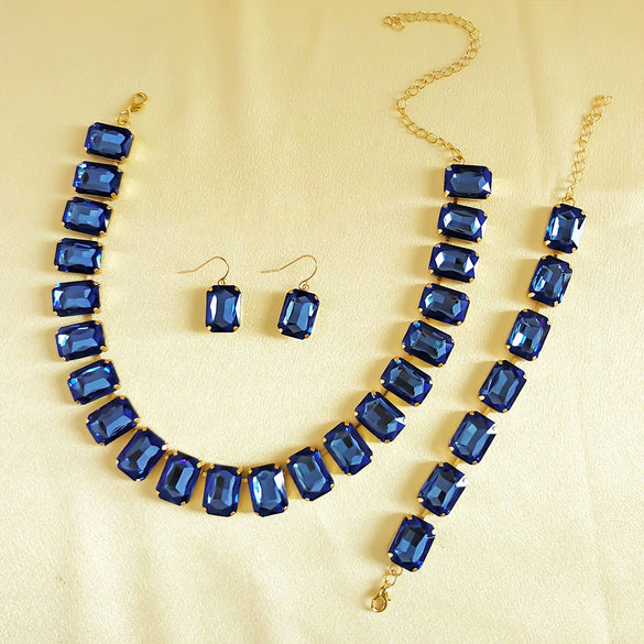 Wholesale Rhinestone Jewelry Geometric Fashion Set For Women