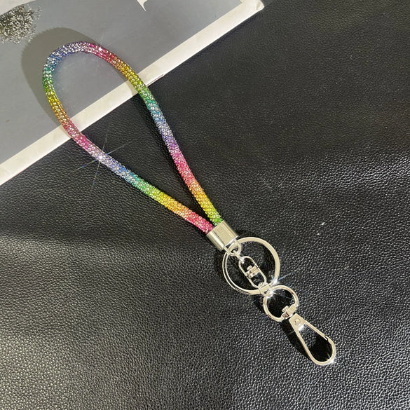 Wholesale Rhinestone Mobile Phone Lanyard And Crossbody Chain Light Luxury Semimanual Design Hanging Neck Pattern