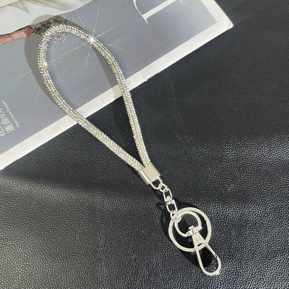 Wholesale Rhinestone Mobile Phone Lanyard And Crossbody Chain Light Luxury Semimanual Design Hanging Neck Pattern