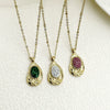 Wholesale Rhinestone Pendant Necklace French Retro Geometric Stainless Steel 18K Goldplated Clavicle Chain For Women