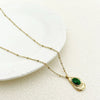 Wholesale Rhinestone Pendant Necklace French Retro Geometric Stainless Steel 18K Goldplated Clavicle Chain For Women
