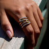 Wholesale Rhinestone Ring Titanium Steel Non Fading Geometric Style Electroplated Women's Jewelry