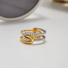 Wholesale Rhinestone Ring Titanium Steel Non Fading Geometric Style Electroplated Women's Jewelry