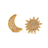 Wholesale Rhinestone Stainless Steel Geometric Sun Earrings For Women Light Luxury Non Fading Electroplated Minimalist Jewelry