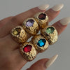 Wholesale Ring Alloy Acrylic Drill Geometric Highend Liquid Metal Electroplated