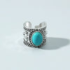 Wholesale Ring Alloy Geometric Blue Turquoise Inlaid Retro Elegant Versatile Creative Exaggerated Joint Open