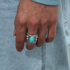 Wholesale Ring Alloy Geometric Blue Turquoise Inlaid Retro Elegant Versatile Creative Exaggerated Joint Open