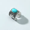 Wholesale Ring Alloy Geometric Blue Turquoise Inlaid Retro Elegant Versatile Creative Exaggerated Joint Open