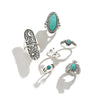 Wholesale Ring Alloy Retro Distressed Totem Turquoise Geometric Animals Zodiac Electroplated