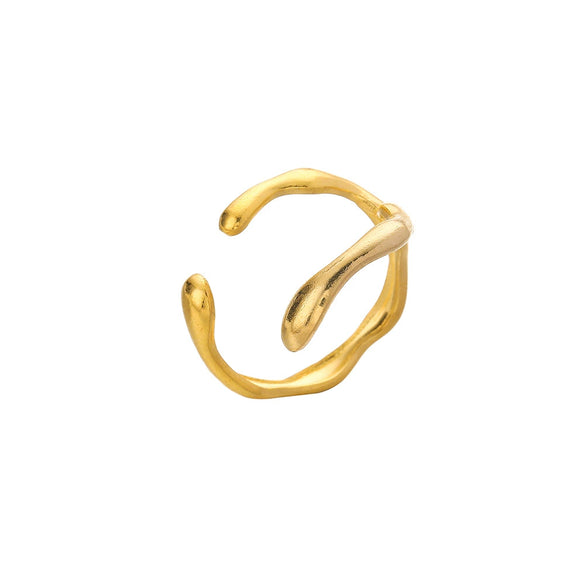 Wholesale Ring And Bracelet Elegant Style Titanium Steel Gold Plated Geometric And Leaves Heart Design