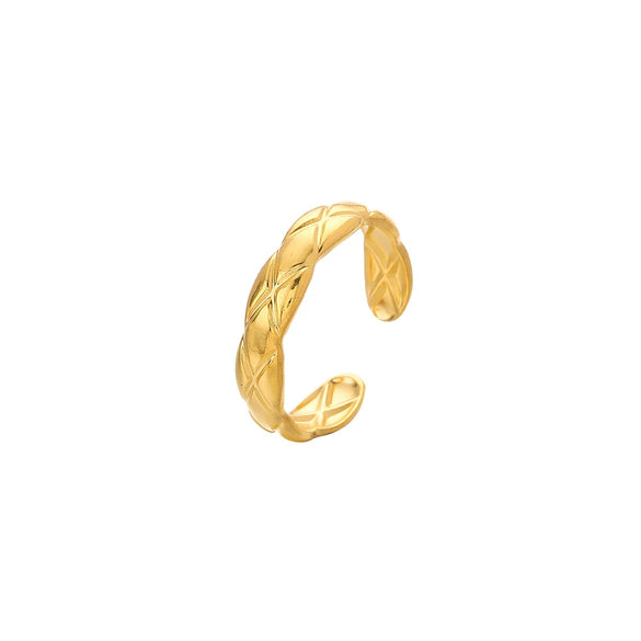Wholesale Ring And Bracelet Elegant Style Titanium Steel Gold Plated Geometric And Leaves Heart Design