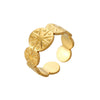 Wholesale Ring And Bracelet Elegant Style Titanium Steel Gold Plated Geometric And Leaves Heart Design