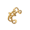 Wholesale Ring And Bracelet Elegant Style Titanium Steel Gold Plated Geometric And Leaves Heart Design