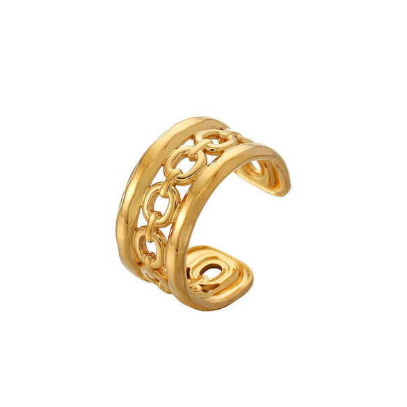 Wholesale Ring And Bracelet Elegant Style Titanium Steel Gold Plated Geometric And Leaves Heart Design