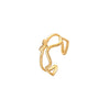 Wholesale Ring And Bracelet Elegant Style Titanium Steel Gold Plated Geometric And Leaves Heart Design