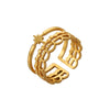Wholesale Ring And Bracelet Elegant Style Titanium Steel Gold Plated Geometric And Leaves Heart Design