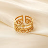 Wholesale Ring And Bracelet Elegant Style Titanium Steel Gold Plated Geometric And Leaves Heart Design