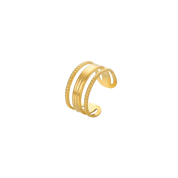 Wholesale Ring And Bracelet Elegant Style Titanium Steel Gold Plated Geometric And Leaves Heart Design