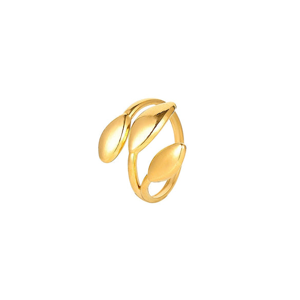 Wholesale Ring And Bracelet Elegant Style Titanium Steel Gold Plated Geometric And Leaves Heart Design