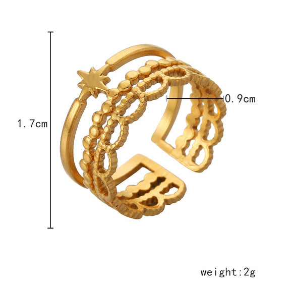 Wholesale Ring And Bracelet Elegant Style Titanium Steel Gold Plated Geometric And Leaves Heart Design