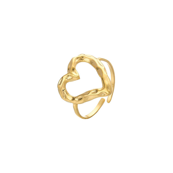 Wholesale Ring And Bracelet Elegant Style Titanium Steel Gold Plated Geometric And Leaves Heart Design