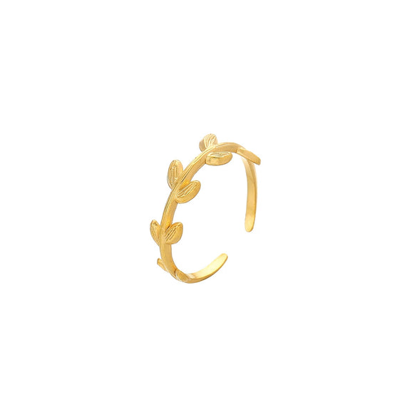 Wholesale Ring And Bracelet Elegant Style Titanium Steel Gold Plated Geometric And Leaves Heart Design