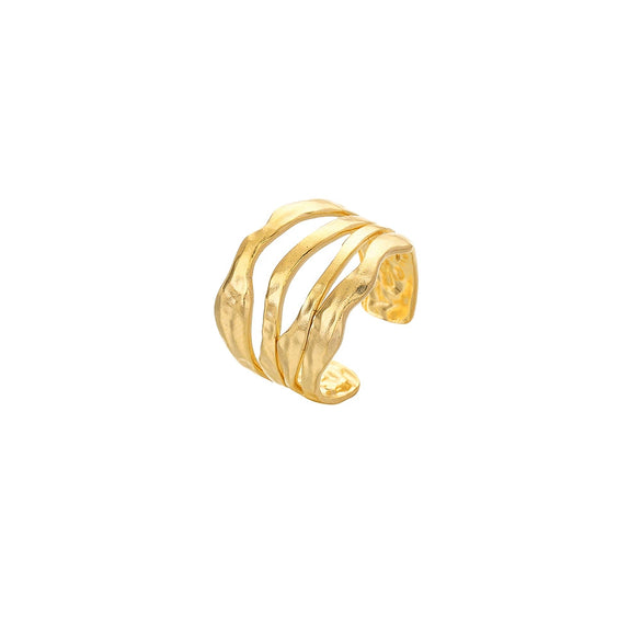 Wholesale Ring And Bracelet Elegant Style Titanium Steel Gold Plated Geometric And Leaves Heart Design