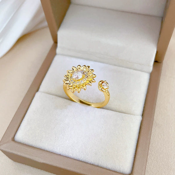 Wholesale Ring Brass Electroplating Crown Cartoon Style Luxury Flower Jewelry For Women