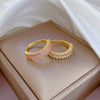 Wholesale Ring Brass Geometric Rectangular Opening With The Crown Pattern Zircon Inlay For Women