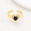 Wholesale Ring Brass Goldplated Heart Shape Imitation Sapphire Diamond Electroplated Fashion Simple Cute Women's