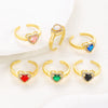 Wholesale Ring Brass Goldplated Heart Shape Imitation Sapphire Diamond Electroplated Fashion Simple Cute Women's