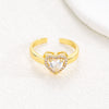 Wholesale Ring Brass Goldplated Heart Shape Imitation Sapphire Diamond Electroplated Fashion Simple Cute Women's