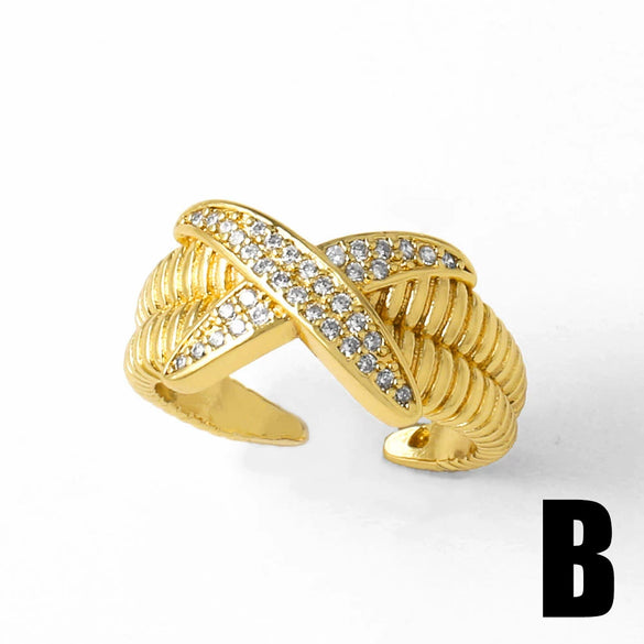 Wholesale Ring Butterfly Cross Geometric Copper Gold Plated For Women
