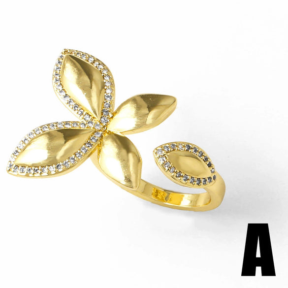 Wholesale Ring Butterfly Cross Geometric Copper Gold Plated For Women