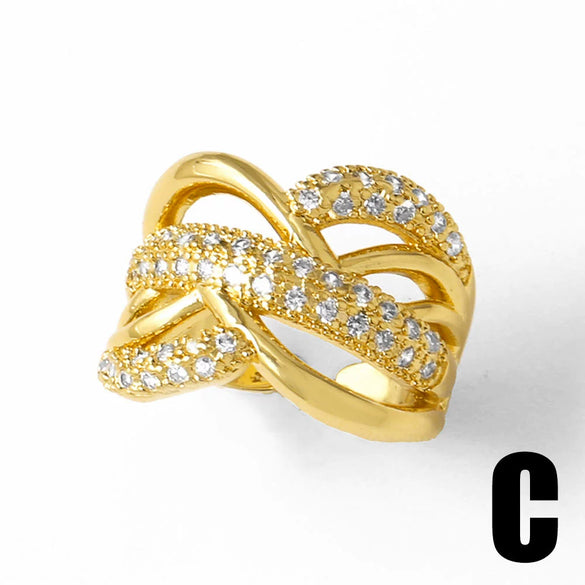Wholesale Ring Butterfly Cross Geometric Copper Gold Plated For Women