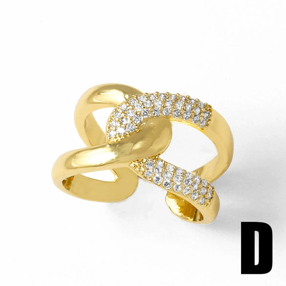 Wholesale Ring Butterfly Cross Geometric Copper Gold Plated For Women