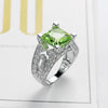 Wholesale Ring Copper Apple Green Zircon Jewelry Carved Geometric Flowers Electroplated Unisex