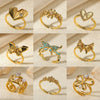 Wholesale Ring Copper Butterfly Flower Heart Shape Bow Tie Electroplated Simple Fashion Light Luxury