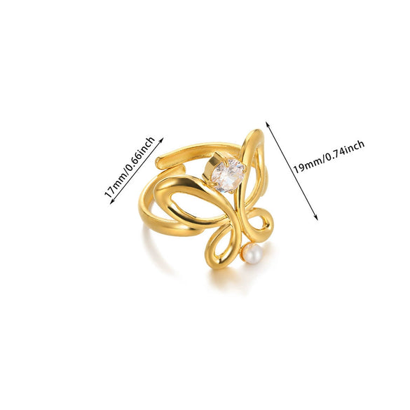 Wholesale Ring Copper Butterfly Flower Heart Shape Bow Tie Electroplated Simple Fashion Light Luxury