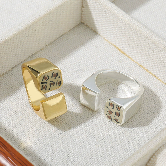 Wholesale Ring Copper Dripping Oil Geometric Electroplated Elegant Fashion Retro Jewelry
